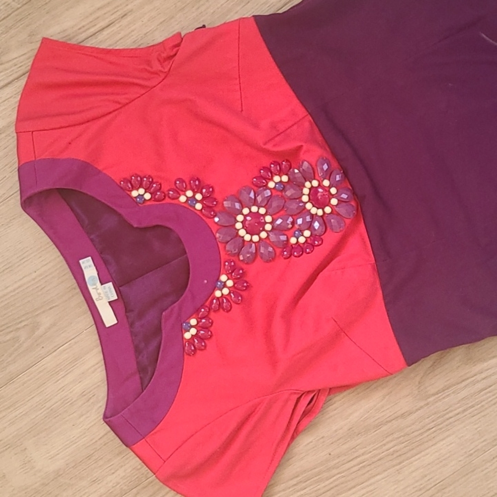 Boden Pink and Purple Embellished Dress, Size 2P